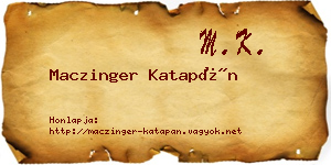 Maczinger Katapán névjegykártya